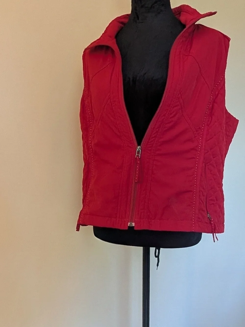 Coldwater Creek Red Quilted Zip Vest